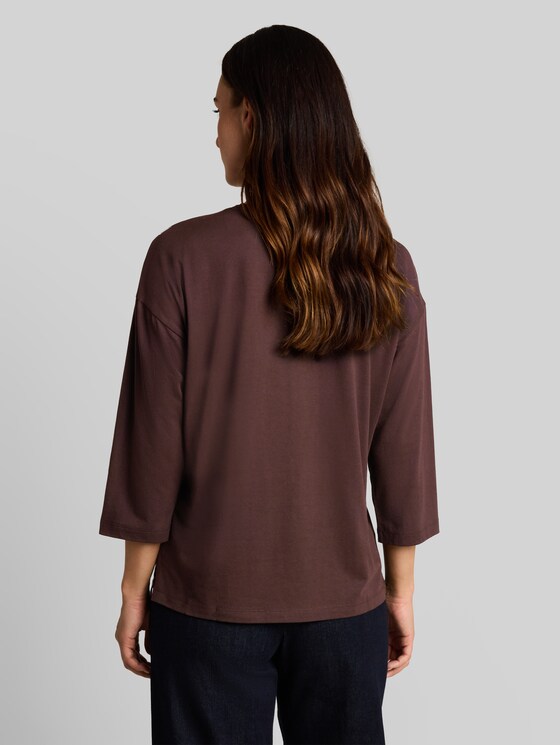 Long-sleeved top with floral pattern - java dark brown