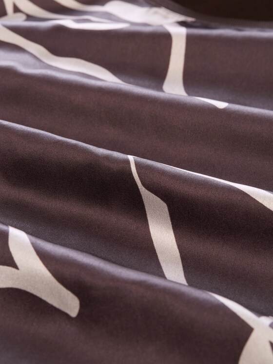 Long-sleeved top with floral pattern - java dark brown