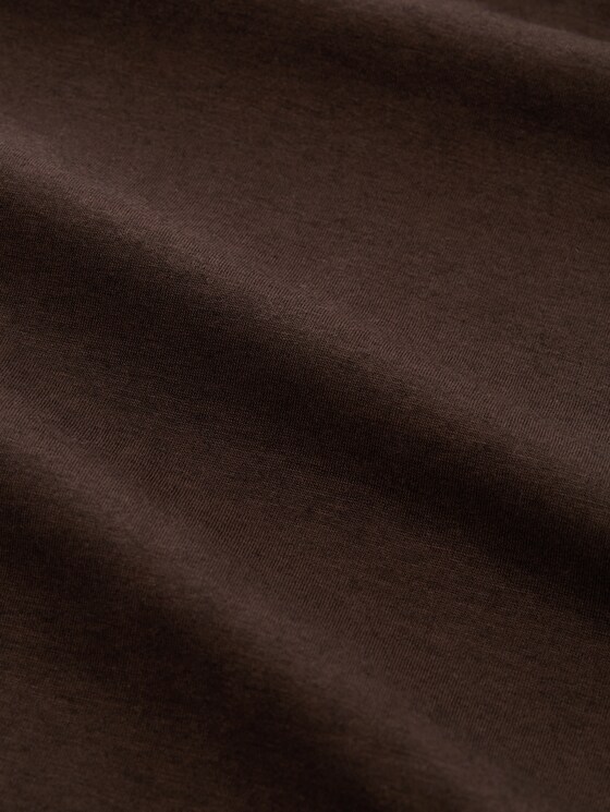 Slim-fit long-sleeved top with wool blend - java dark brown melange