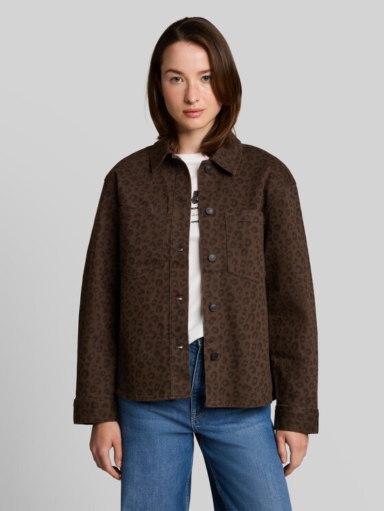 Transitional jacket with leopard print - brown black leo