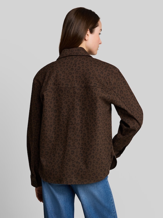 Transitional jacket with leopard print - brown black leo