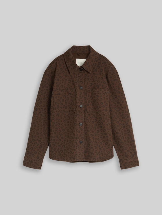 Transitional jacket with leopard print - brown black leo