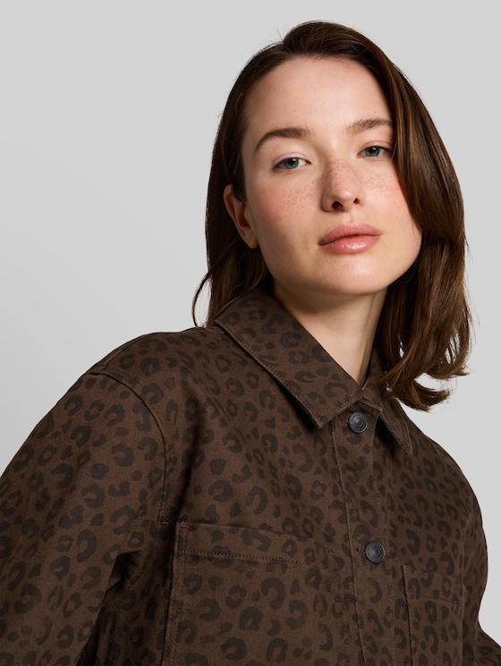 Transitional jacket with leopard print - brown black leo