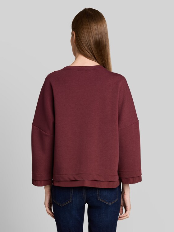 Loose-fit sweatshirt with 7/8 sleeves - Preppy Plum