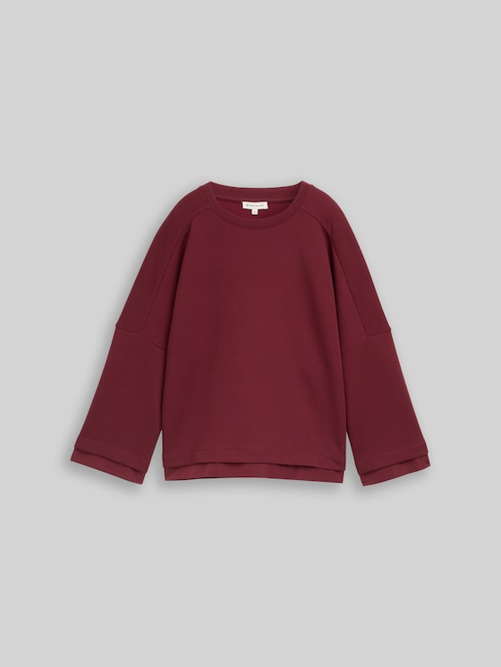 Loose-fit sweatshirt with 7/8 sleeves - Preppy Plum