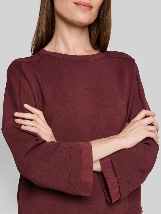 Loose-fit sweatshirt with 7/8 sleeves - Preppy Plum