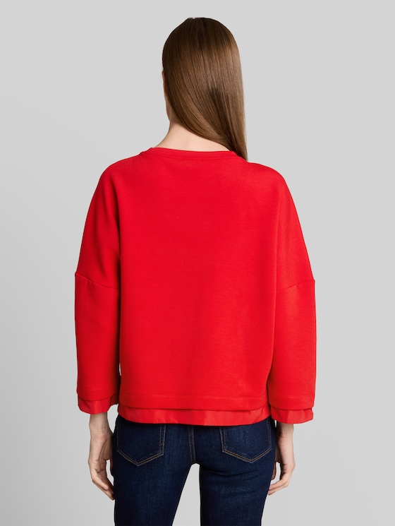 Loose-fit sweatshirt with 7/8 sleeves - soft scarlet red
