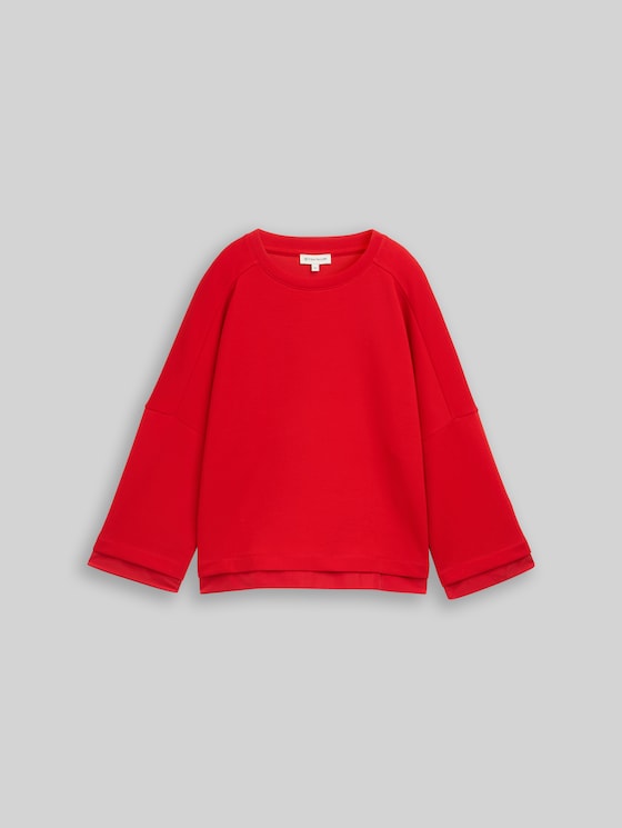 Loose-fit sweatshirt with 7/8 sleeves - soft scarlet red