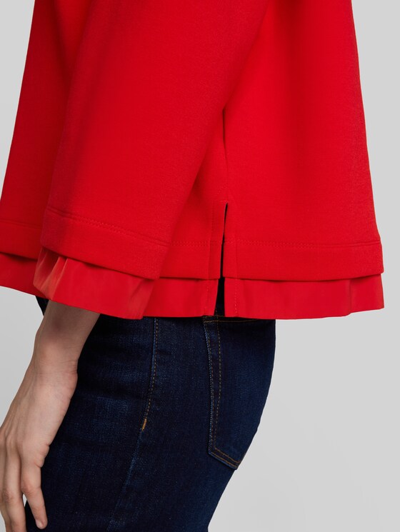 Loose-fit sweatshirt with 7/8 sleeves - soft scarlet red