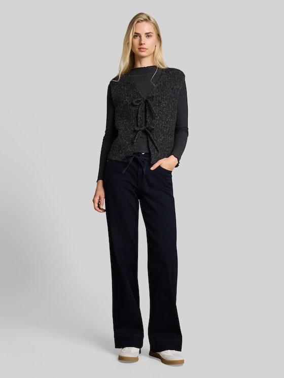 TTEMILY WIDE jeans with tie belt - Clean blue black denim