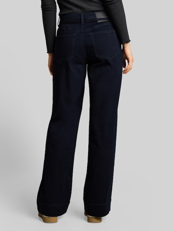 TTEMILY WIDE jeans with tie belt - Clean blue black denim