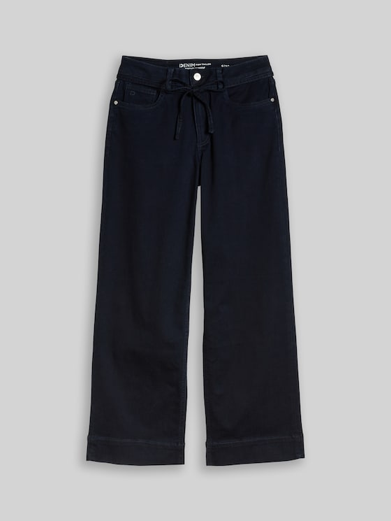 TTEMILY WIDE jeans with tie belt - Clean blue black denim