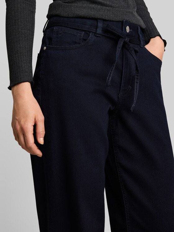 TTEMILY WIDE jeans with tie belt - Clean blue black denim