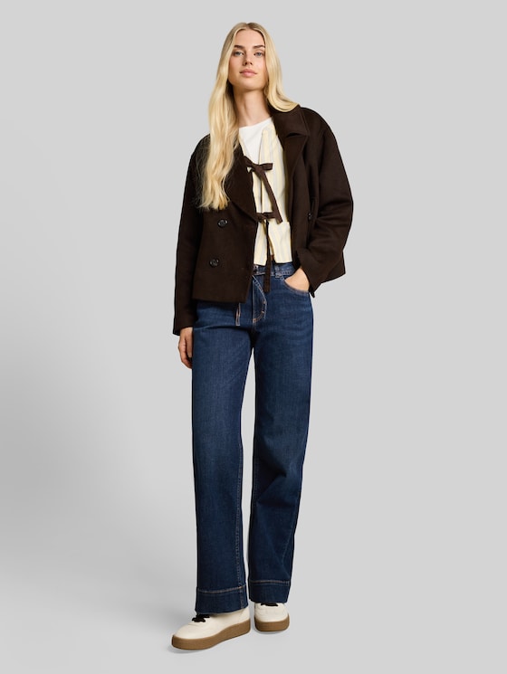 TTEMILY WIDE jeans with tie belt - Used Dark Stone Blue Denim