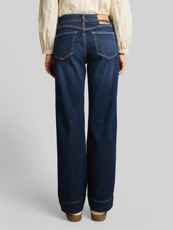 TTEMILY WIDE jeans with tie belt - Used Dark Stone Blue Denim