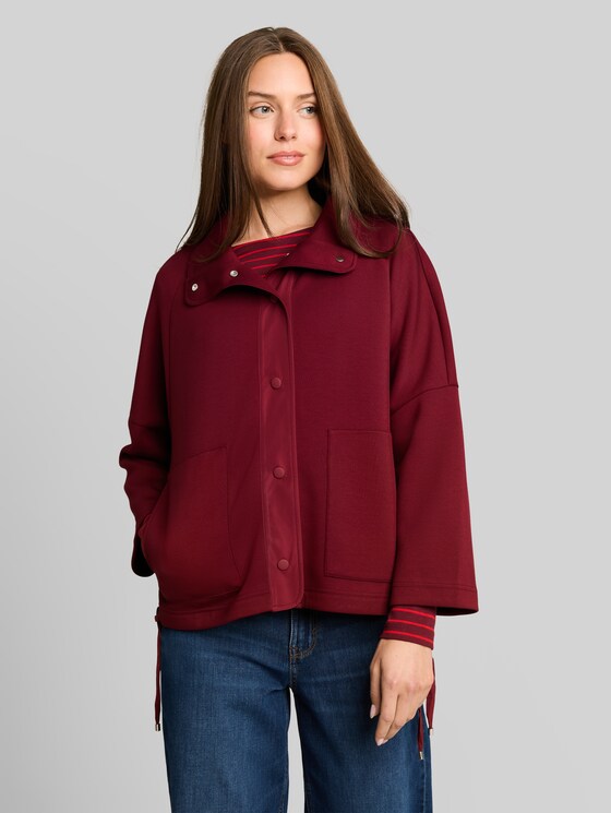Boxy-fit scuba sweatshirt jacket with pockets - Preppy Plum