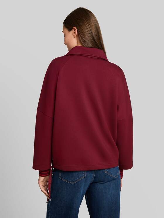 Boxy-fit scuba sweatshirt jacket with pockets - Preppy Plum