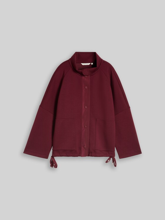 Boxy-fit scuba sweatshirt jacket with pockets - Preppy Plum