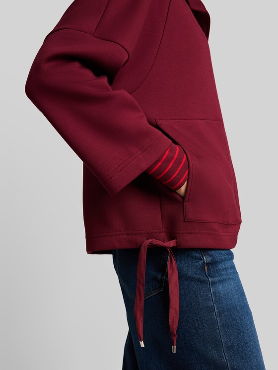 Boxy-fit scuba sweatshirt jacket with pockets - Preppy Plum