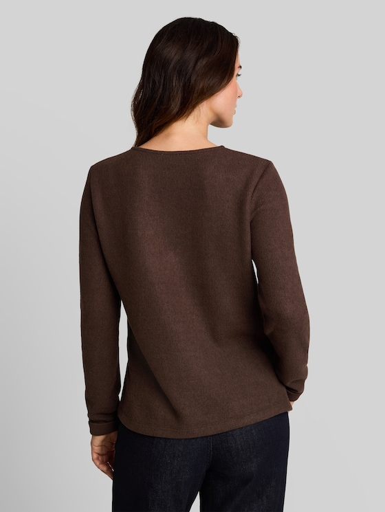 Cosy sweatshirt with a marl effect - java dark brown melange