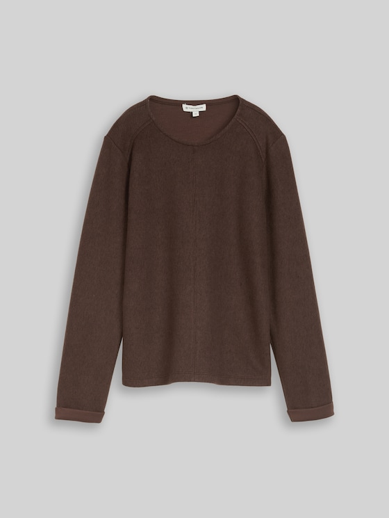 Cosy sweatshirt with a marl effect - java dark brown melange
