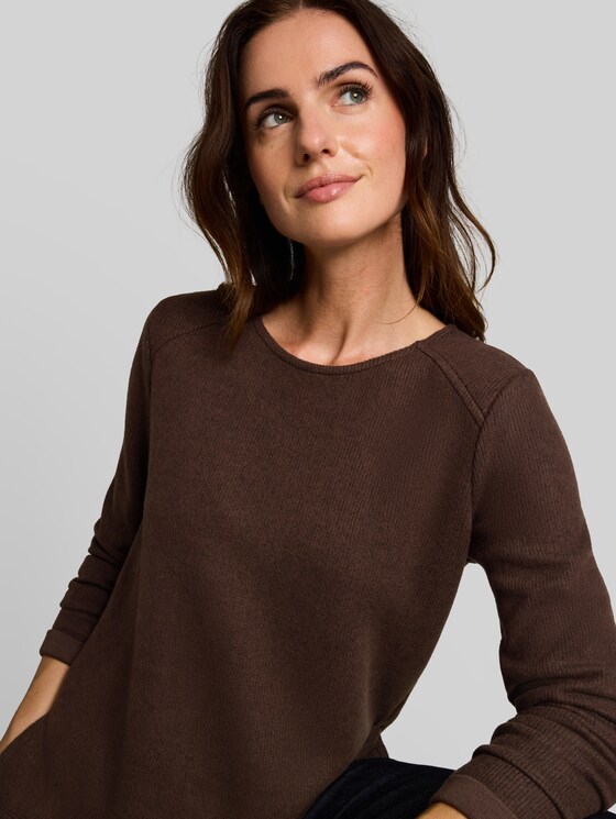 Cosy sweatshirt with a marl effect - java dark brown melange