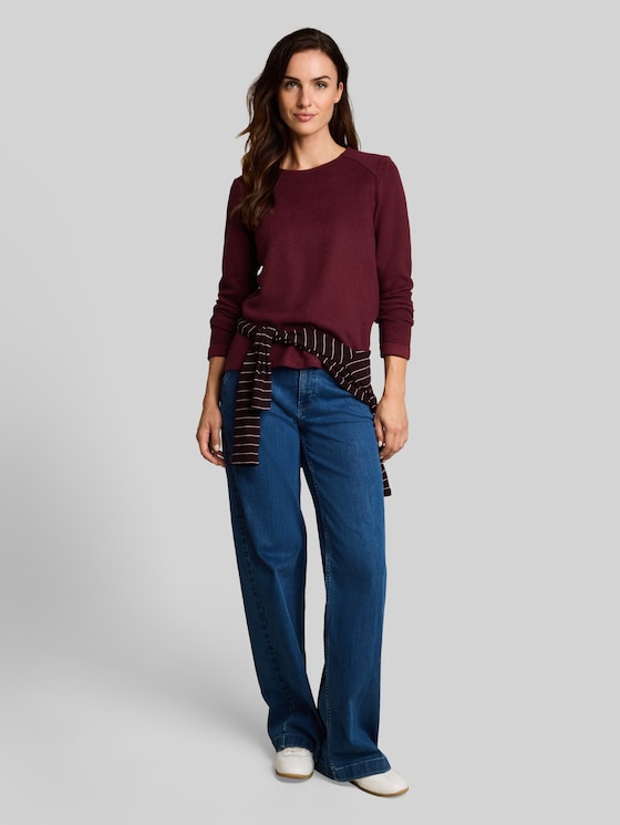 Cosy sweatshirt with a marl effect - dark preppy plum melange