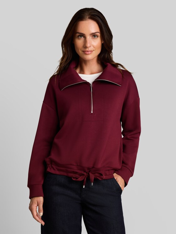 Scuba-fabric Troyer sweatshirt - Preppy Plum