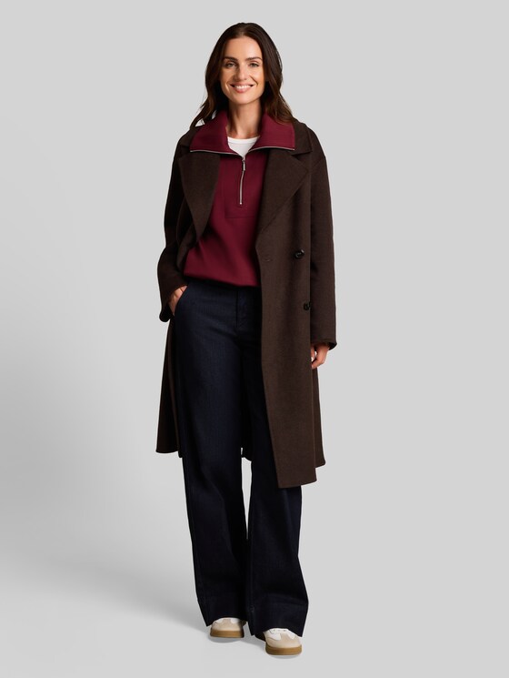 Scuba-fabric Troyer sweatshirt - Preppy Plum
