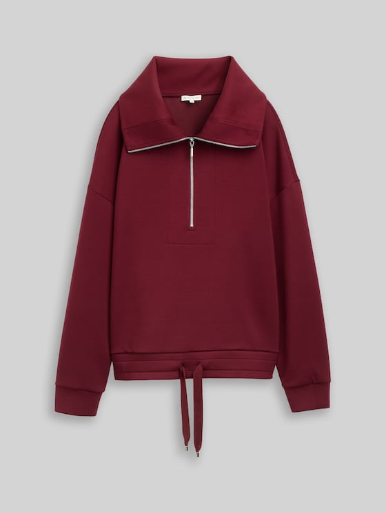 Scuba-fabric Troyer sweatshirt - Preppy Plum