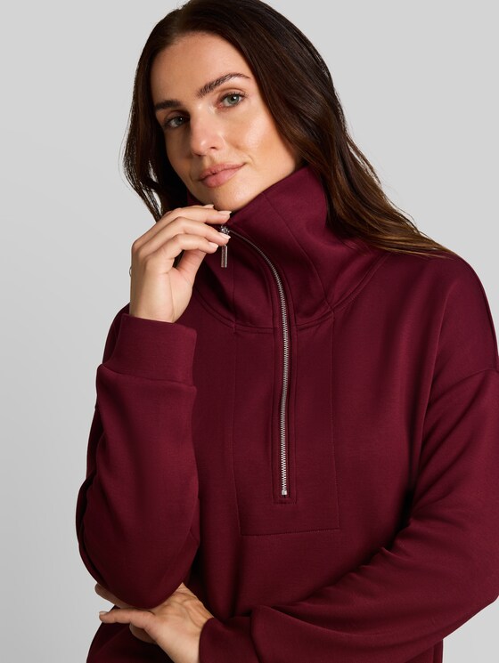 Scuba-fabric Troyer sweatshirt - Preppy Plum