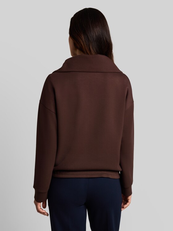 Scuba-fabric Troyer sweatshirt - java dark brown