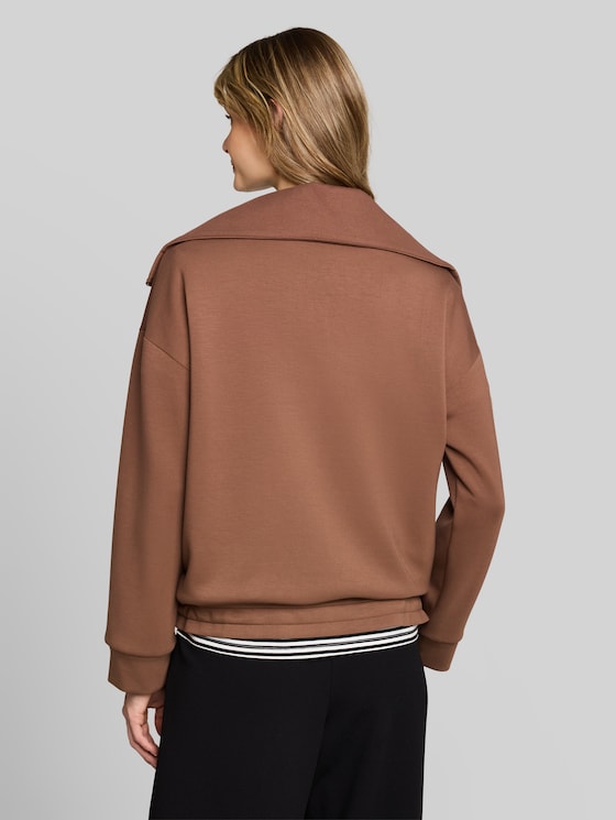 Scuba-fabric Troyer sweatshirt - camel