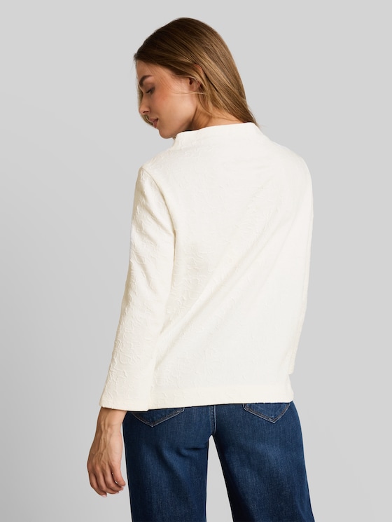 Jacquard sweatshirt with floral pattern - Whisper White