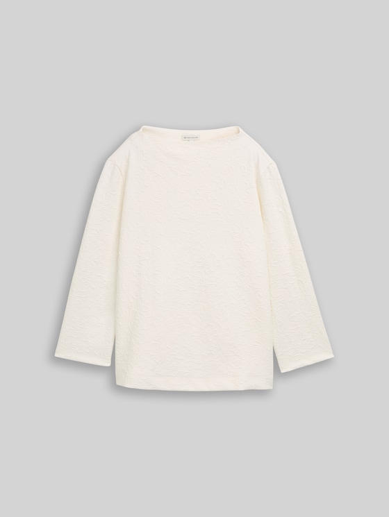Jacquard sweatshirt with floral pattern - Whisper White