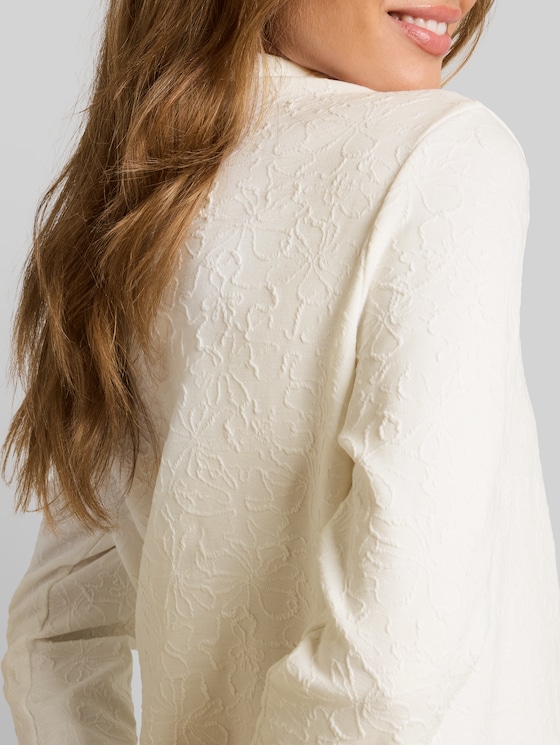 Jacquard sweatshirt with floral pattern - Whisper White