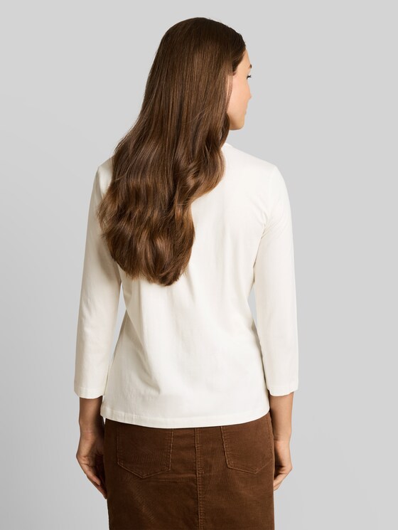 Slim-fit long-sleeved top with floral print - Whisper White