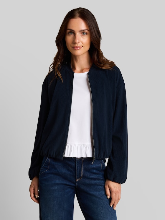 Loose-fit corduroy bomber jacket - sky captain blue