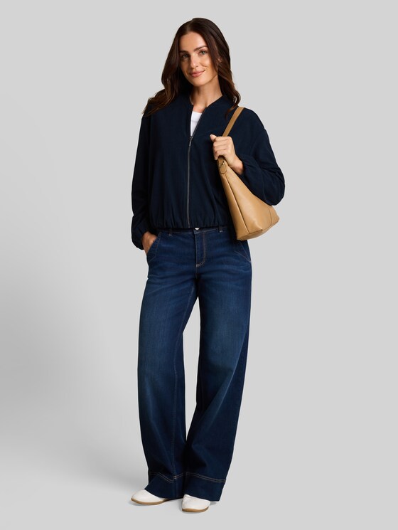 Loose-fit corduroy bomber jacket - sky captain blue