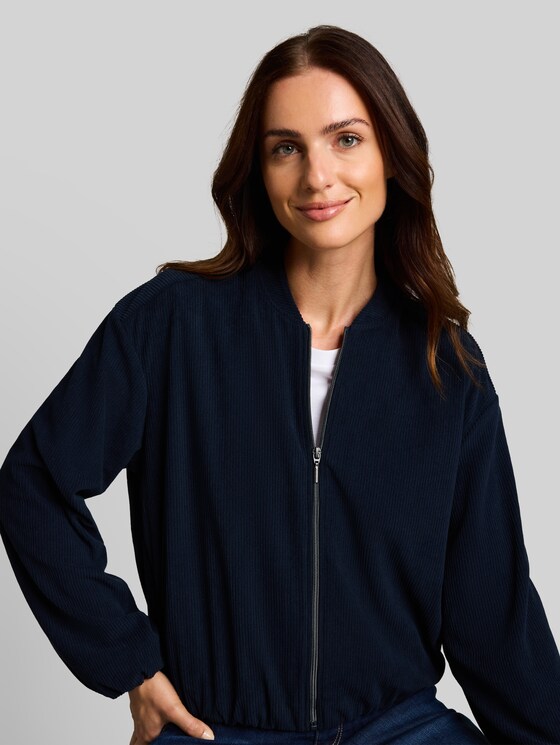 Loose-fit corduroy bomber jacket - sky captain blue