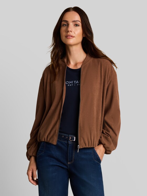 Loose-fit corduroy bomber jacket - camel