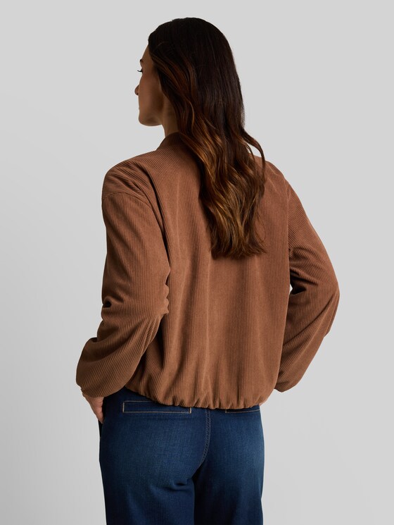 Loose-fit corduroy bomber jacket - camel