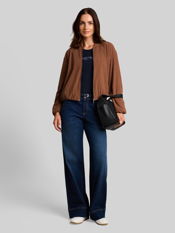 Loose-fit corduroy bomber jacket - camel