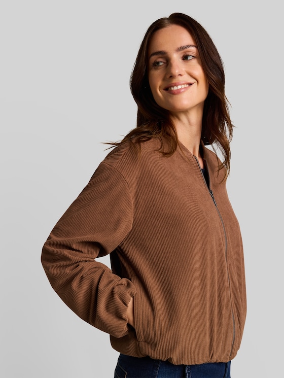 Loose-fit corduroy bomber jacket - camel