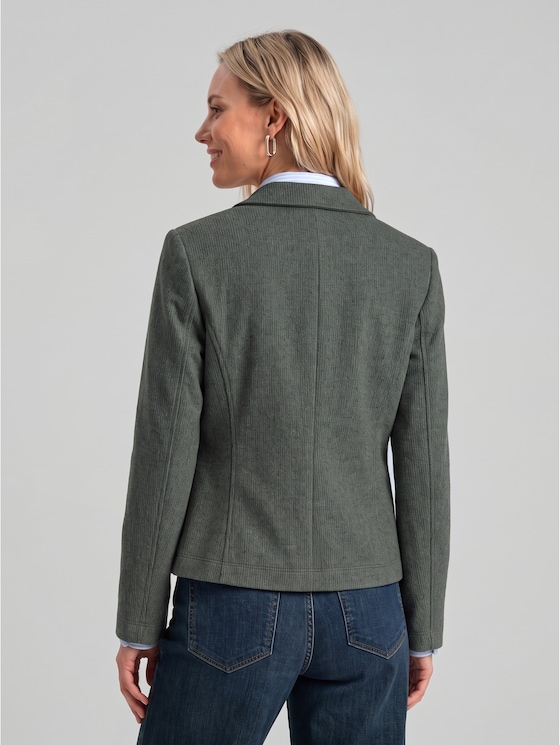 Slim-fit cosy blazer in a melange look - dark olive melange
