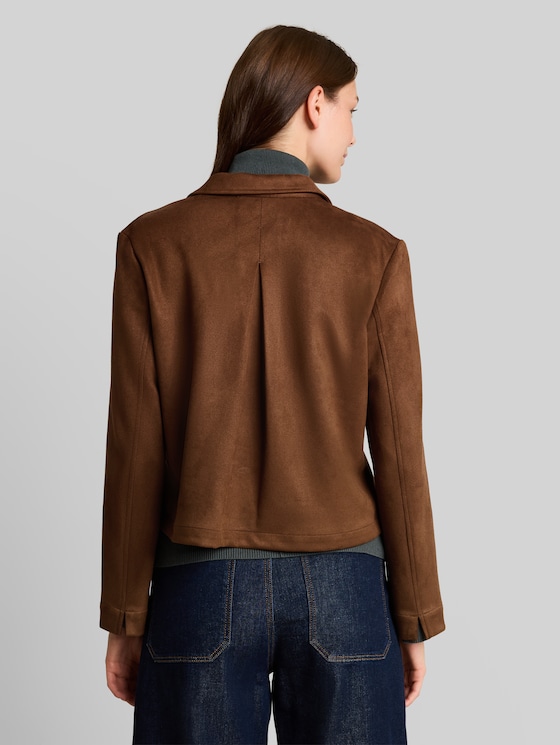 Regular-fit jacket with a suede-effect finish - camel