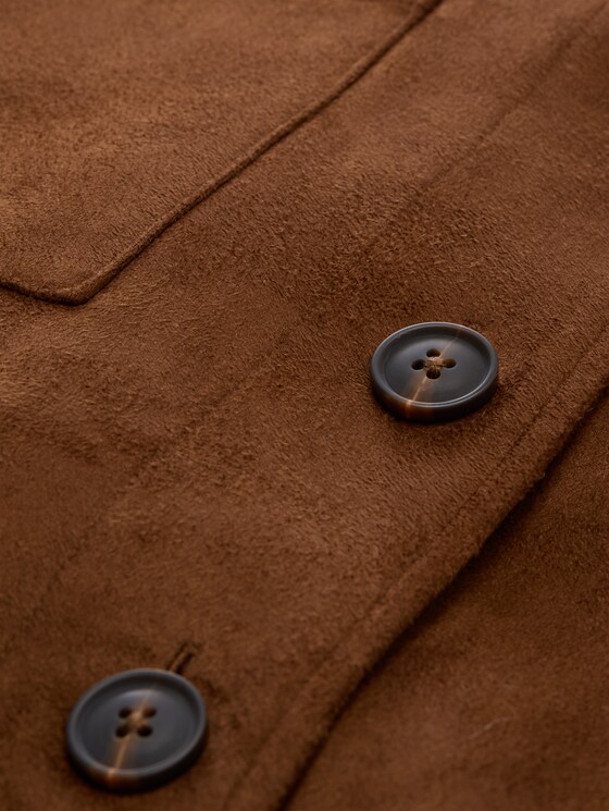 Regular-fit jacket with a suede-effect finish - camel