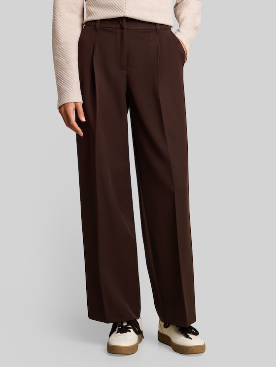 Wide leg trousers - java dark brown