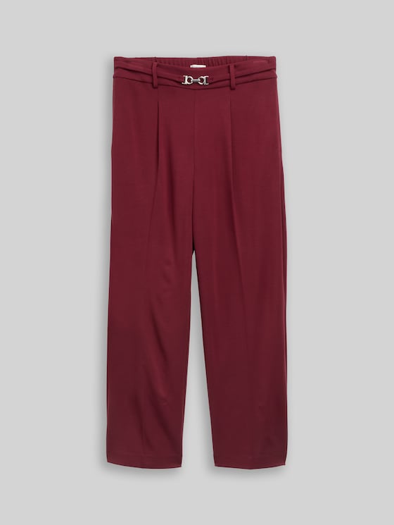Cropped straight-leg trousers with a belt - Preppy Plum