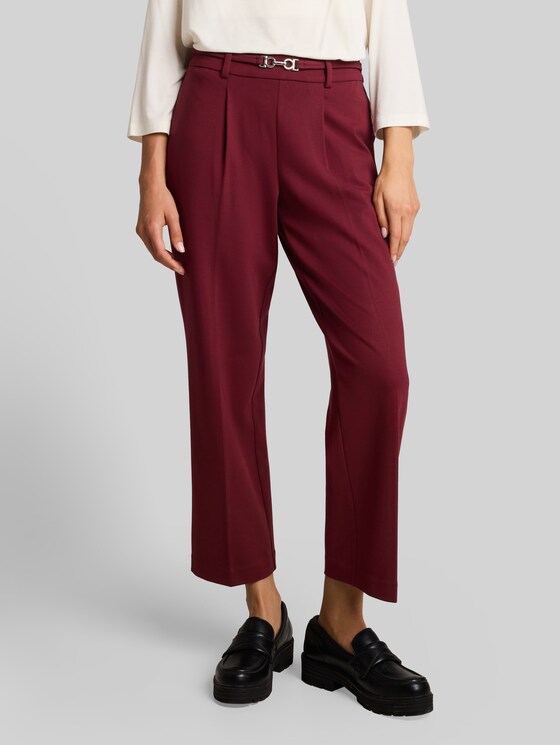 Cropped straight-leg trousers with a belt - Preppy Plum